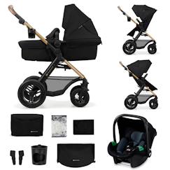 Puériculture-Poussette-Poussette 3 en 1 Kinderkraft MOOV 2 AIR avec Siège 2 en 1 Transformable, Roues Gonflables et MINK PRO i-Size Inclus