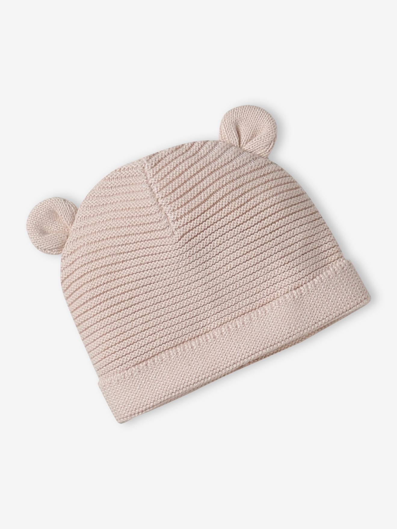 Kit naissance bonnet, moufles et chaussons et son pochon personnalisable rose (Vertbaudet) - Image 1
