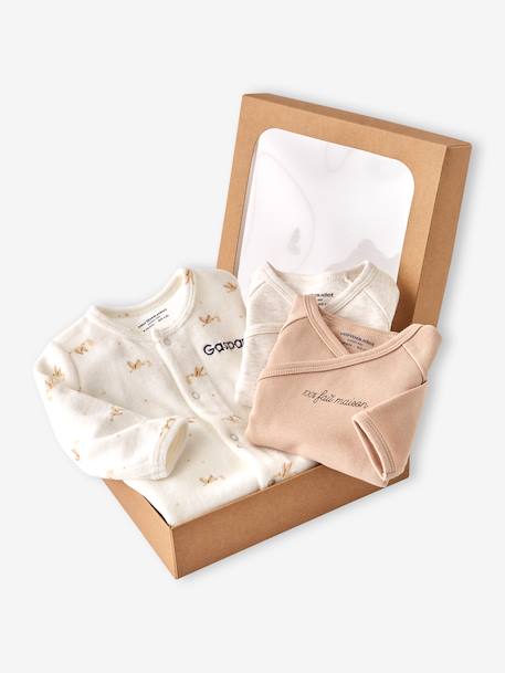 Bébé-Pyjama bébé en velours + 2 bodies coffret cadeau naissance