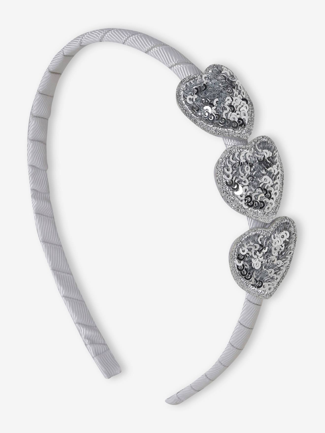 Serre-tte coeurs sequins fille argent 7 €