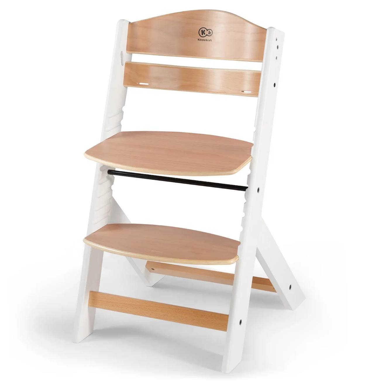 Chaise Haute Evolutive Bois Coussin Assise Reglable Blanc (Kinderkraft) - Image 1