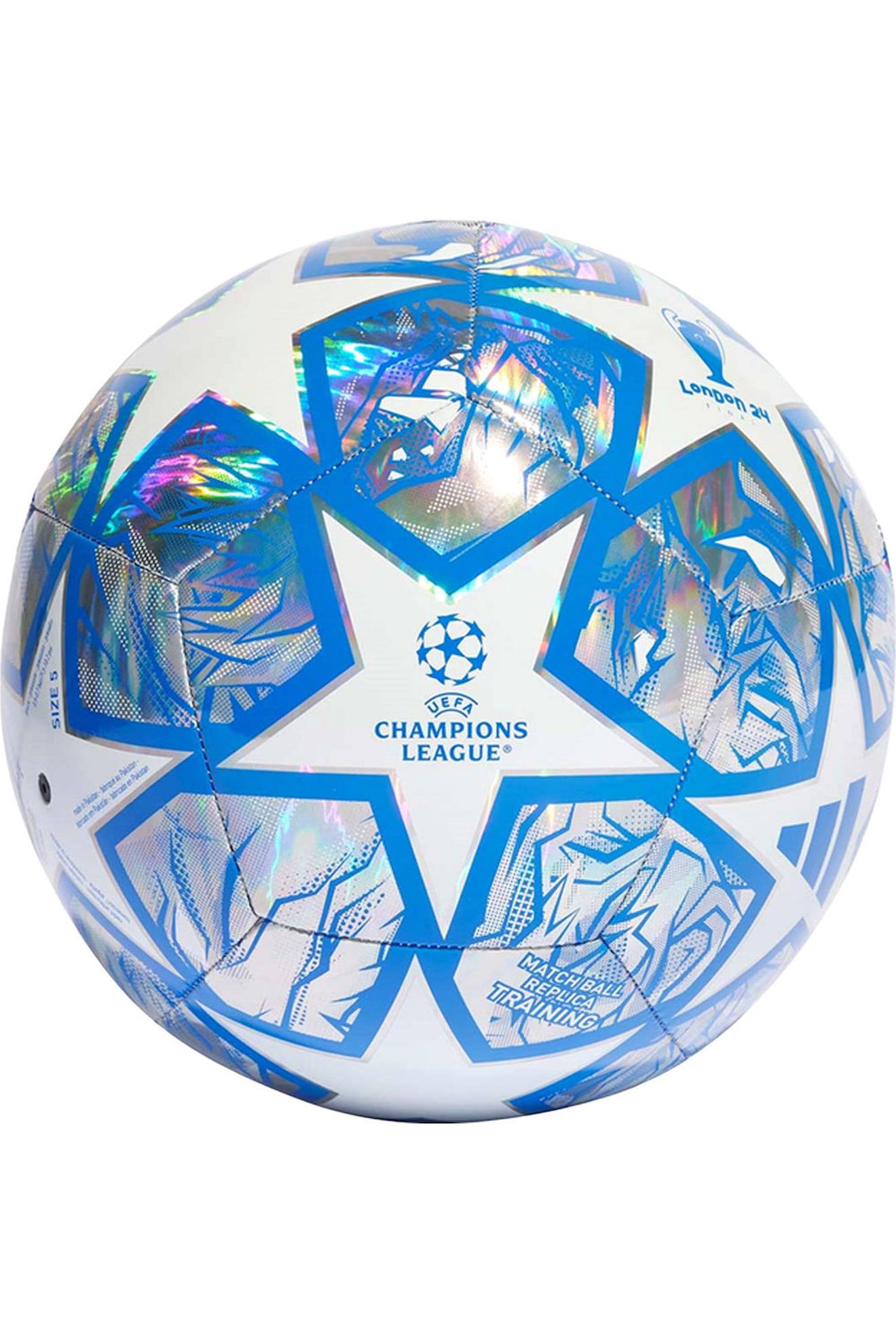 Ballon De Foot (taille 4) Élastomère Thermoplastique Ucl Blanc / Argenté
