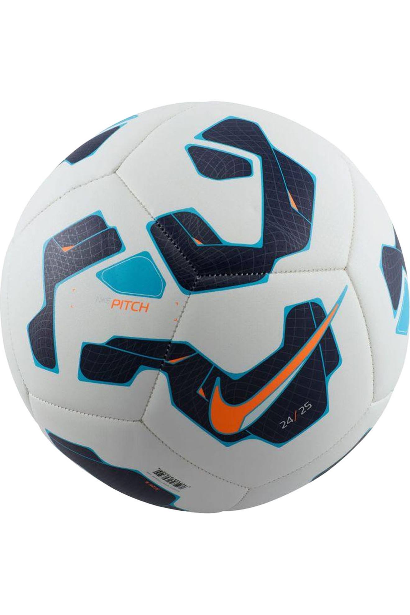 Ballon De Foot (taille 5) Pitch Blanc / Bleu Marine
