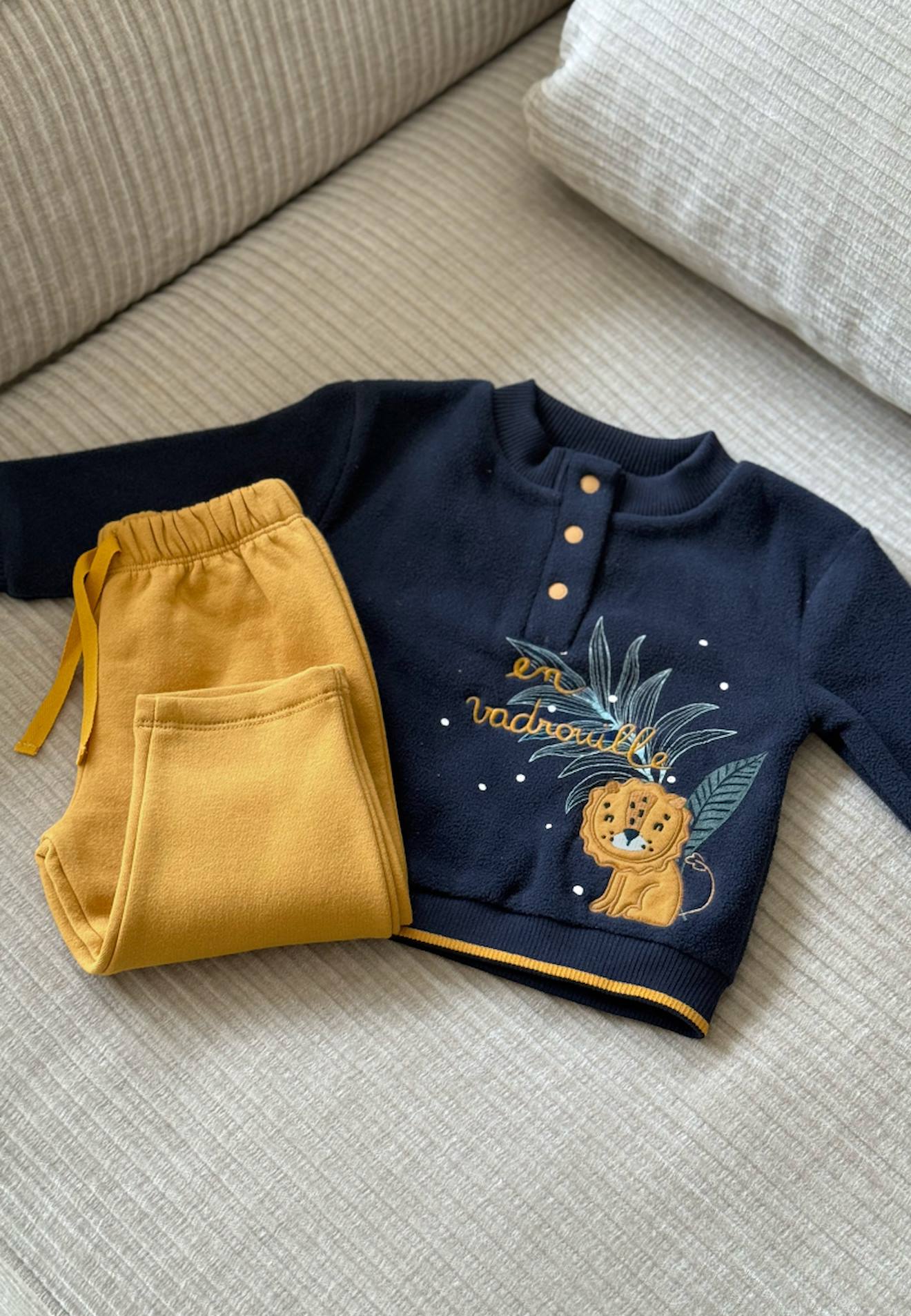 Ensemble Enfant Sweat En Polaire Et Pantalon En Molleton Charly Bleu