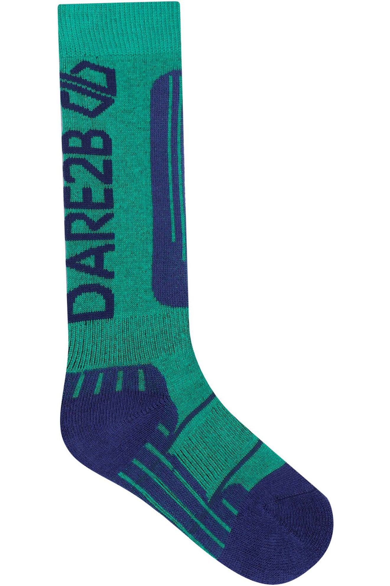 Chaussettes De Ski Coton Vert Vif / Denim Sombre
