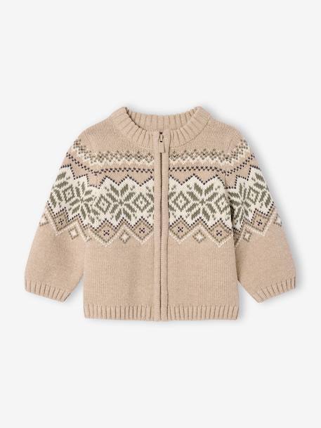 Bébé-Gilet zippé bébé en maille jacquard