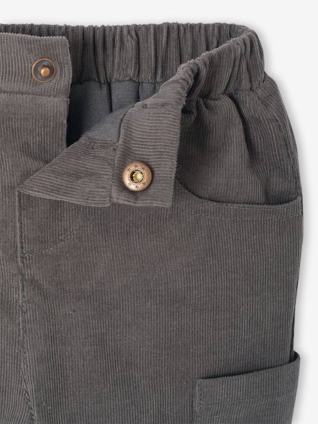 Pantalon bébé coupe battle en velours doublé anthracite+kaki 3 - vertbaudet enfant 