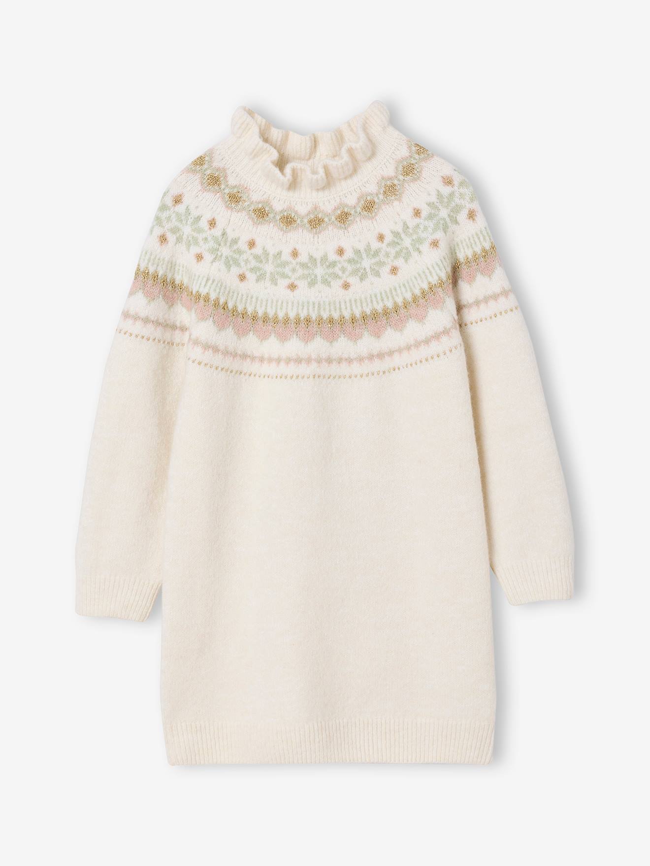 Robe jacquard en tricot fille cru 16 €