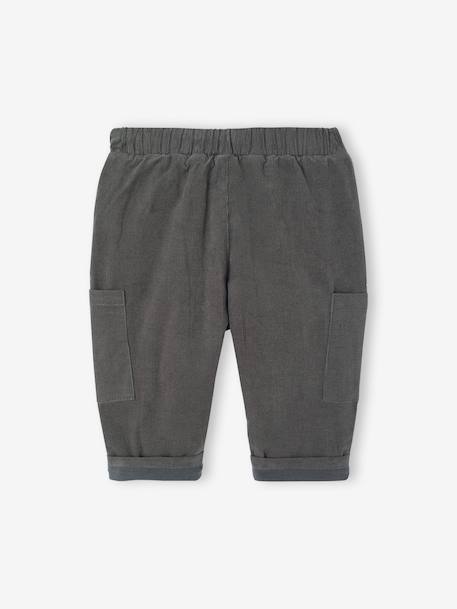 Pantalon bébé coupe battle en velours doublé anthracite+kaki 2 - vertbaudet enfant 