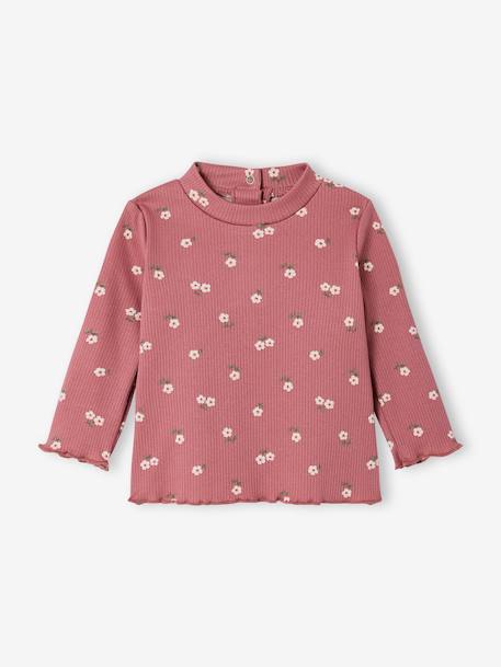T-shirt bébé imprimé manches longues beige chiné+vieux rose 4 - vertbaudet enfant 