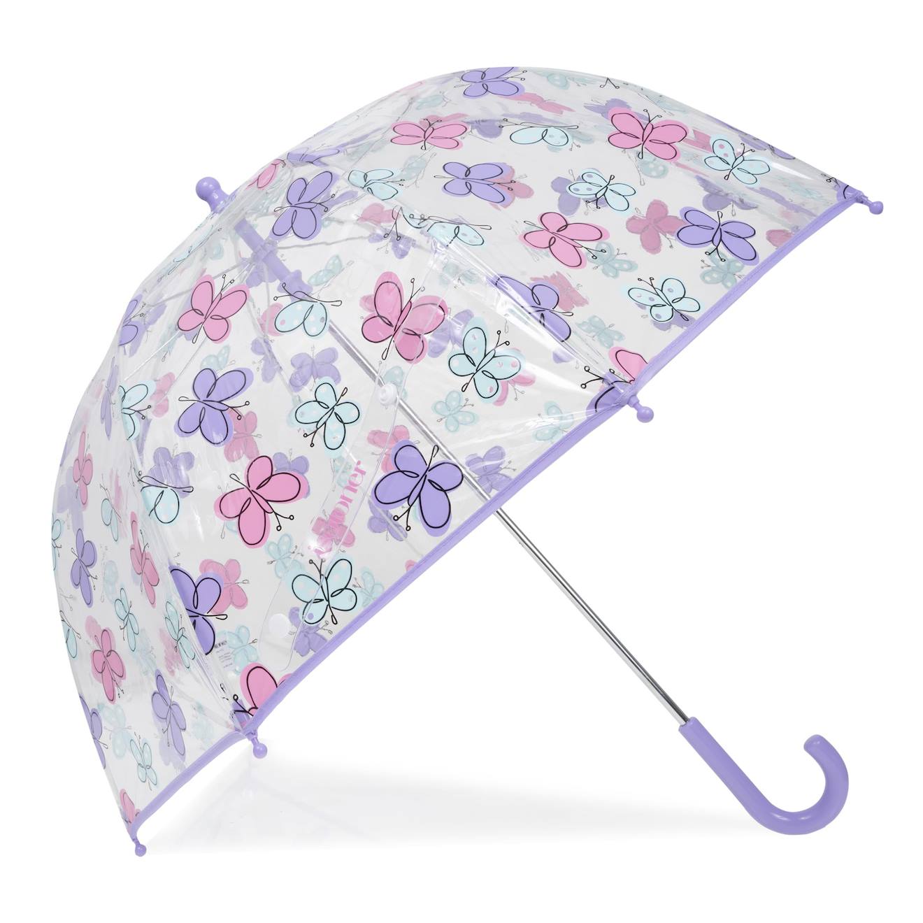 Parapluie cloche transparent, ouverture facile et sécurisante pvc/papillons