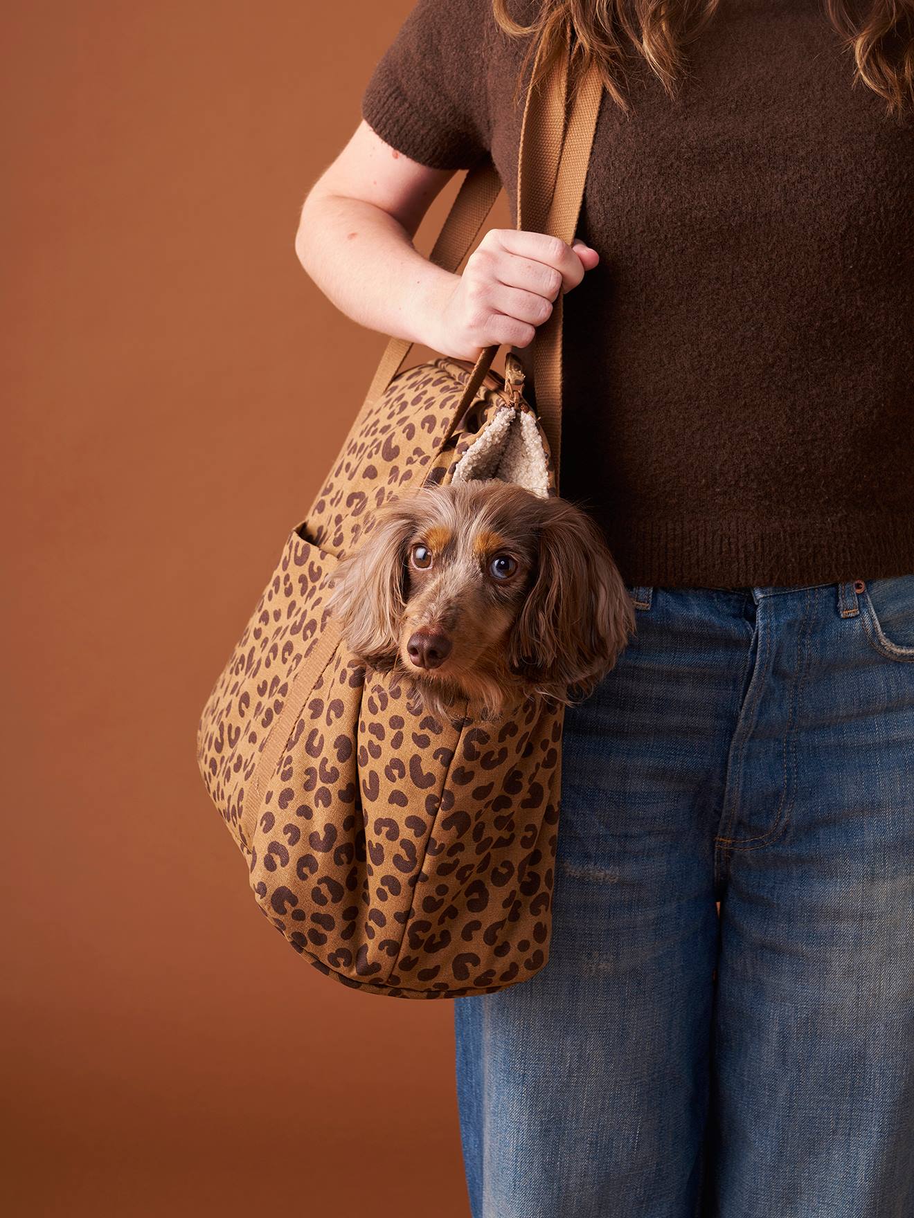 Sac de transport pour chat et chien marron imprimé