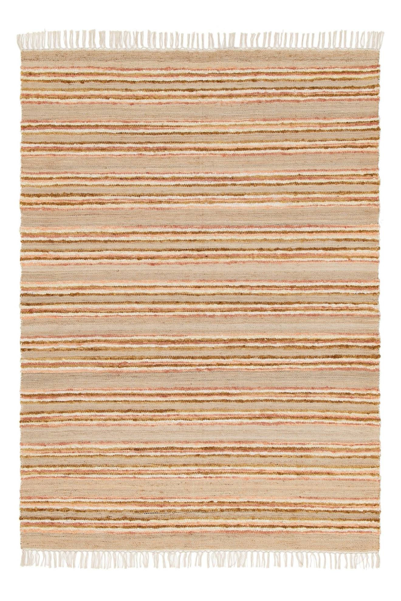 Tapis Rayé Fait Main En Laine Et Jute Raj Rose