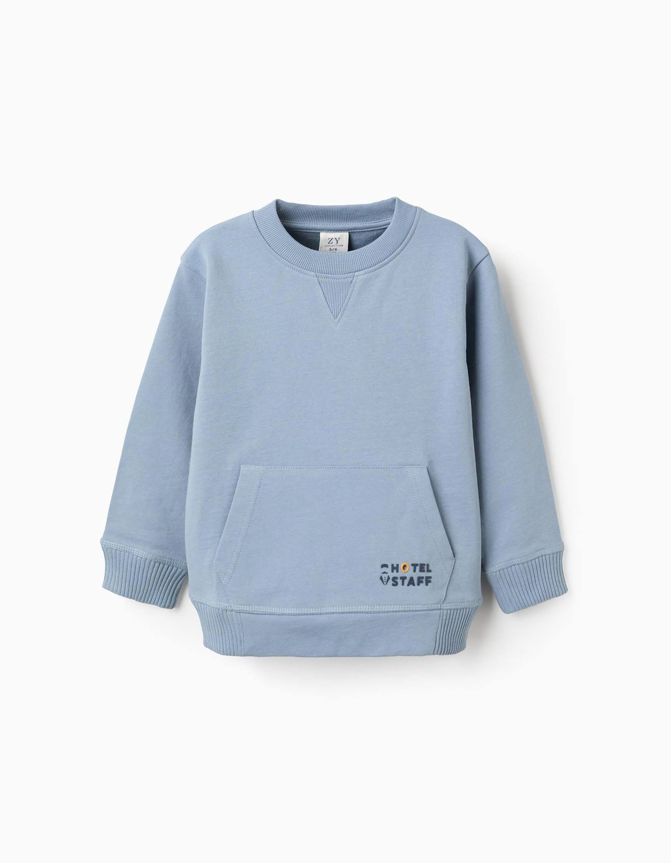 Sweat En Coton Avec Poche Kangourou Bleu Clair