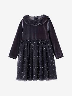 -Robe fille noël velours tulle étoilé
