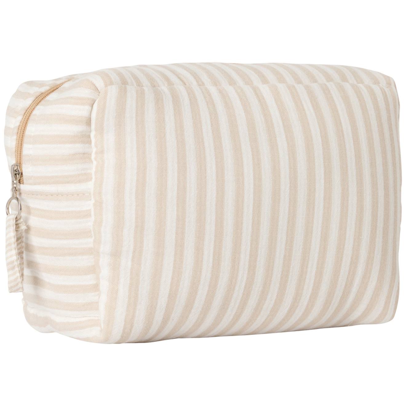 Trousse De Toilette Gaze De Coton Rayé Vert De Gris Beige, Blanc (Bb&Co) - Couverture