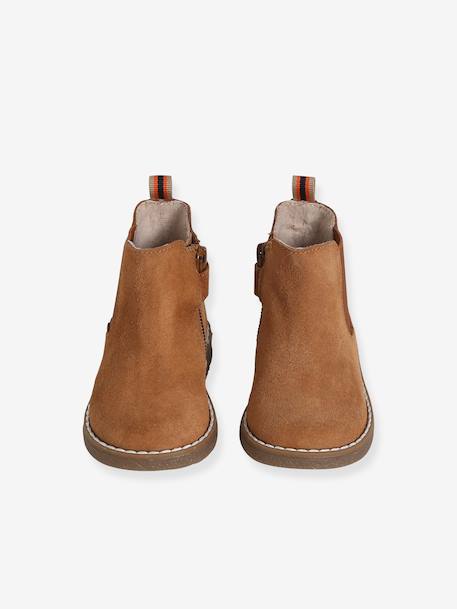 Vertbaudet Boots Enfant Garçon Cuir Zippées Et élastiquées