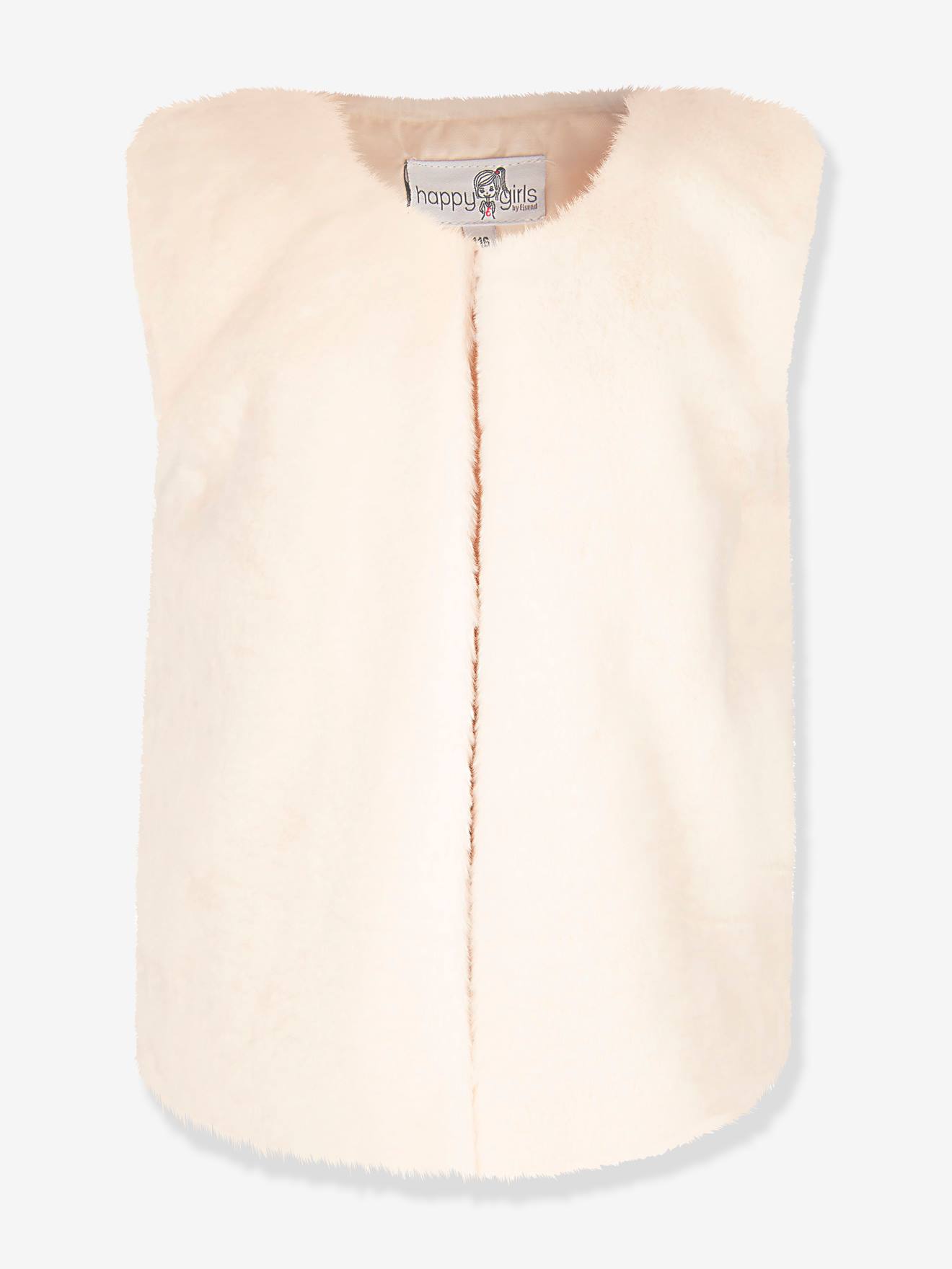 Gilet en fourrure tissée Happy Girls Filles écru