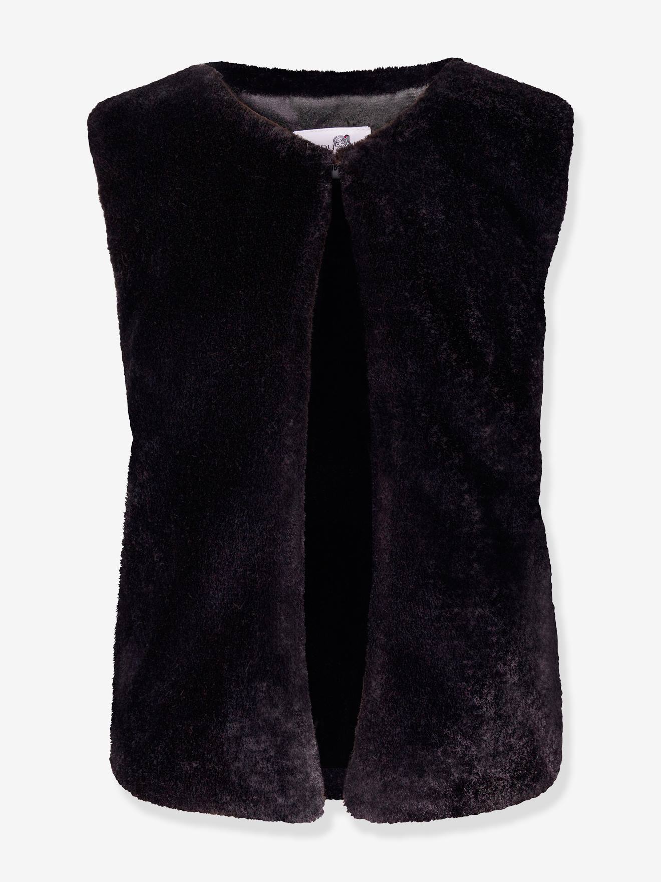Gilet en fourrure tissée Happy Girls Filles noir