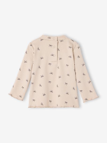 T-shirt bébé imprimé manches longues beige chiné+vieux rose 3 - vertbaudet enfant 
