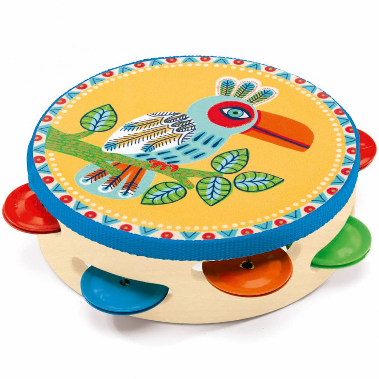 Tambourin Avec Cymbales Multicolore (Djeco) - Image 1