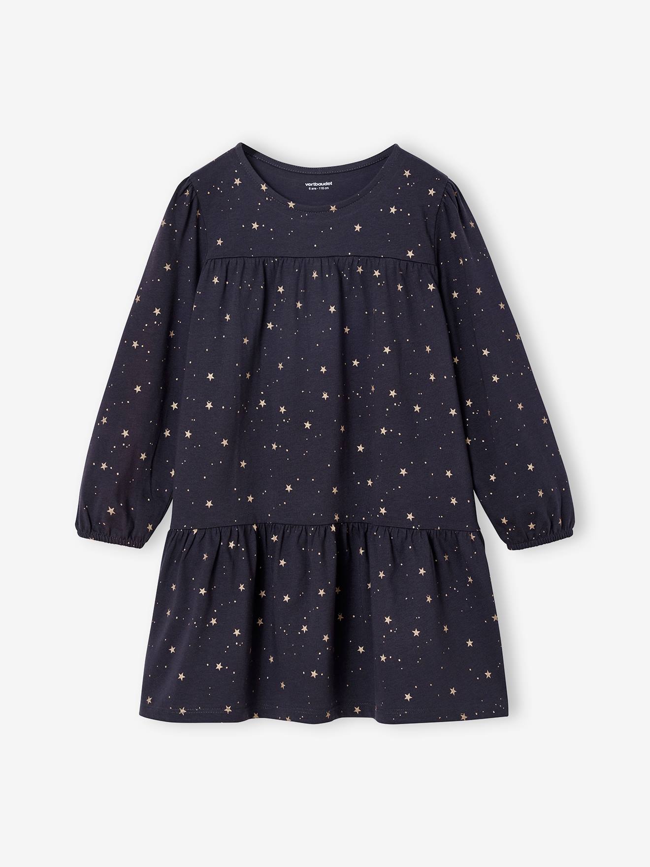 Robe fille imprimée étoiles brillantes anthracite