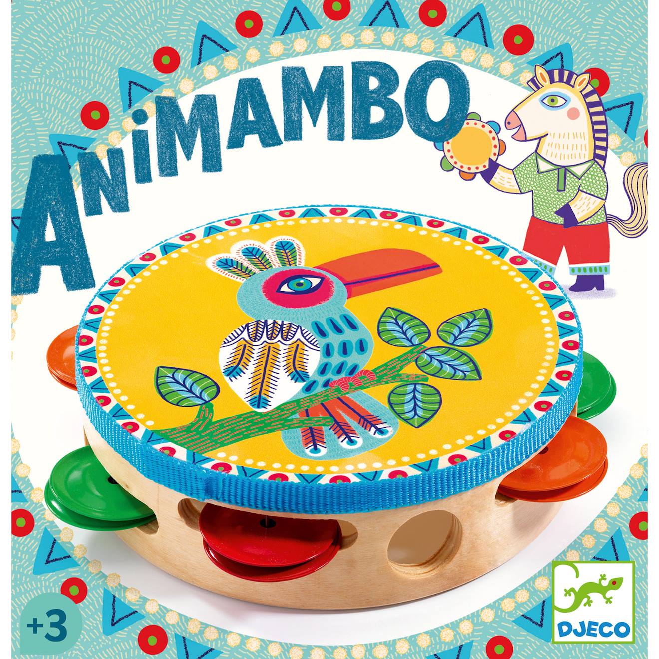 Tambourin Avec Cymbales Multicolore (Djeco) - Image 2