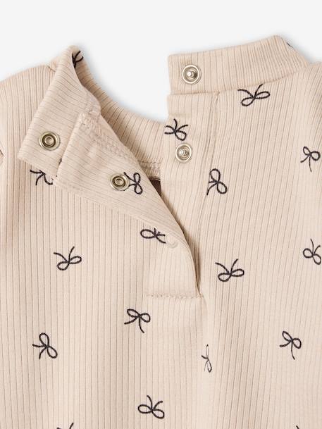 T-shirt bébé imprimé manches longues beige chiné+vieux rose 2 - vertbaudet enfant 