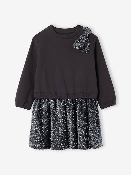 Fille-Robe fille noël à sequins effet 2 en 1