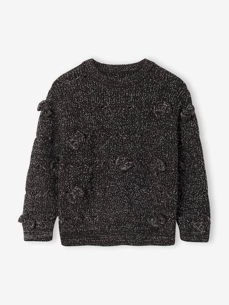 Fille-Pull, gilet, sweat-Pull fille noël à torsades et noeuds