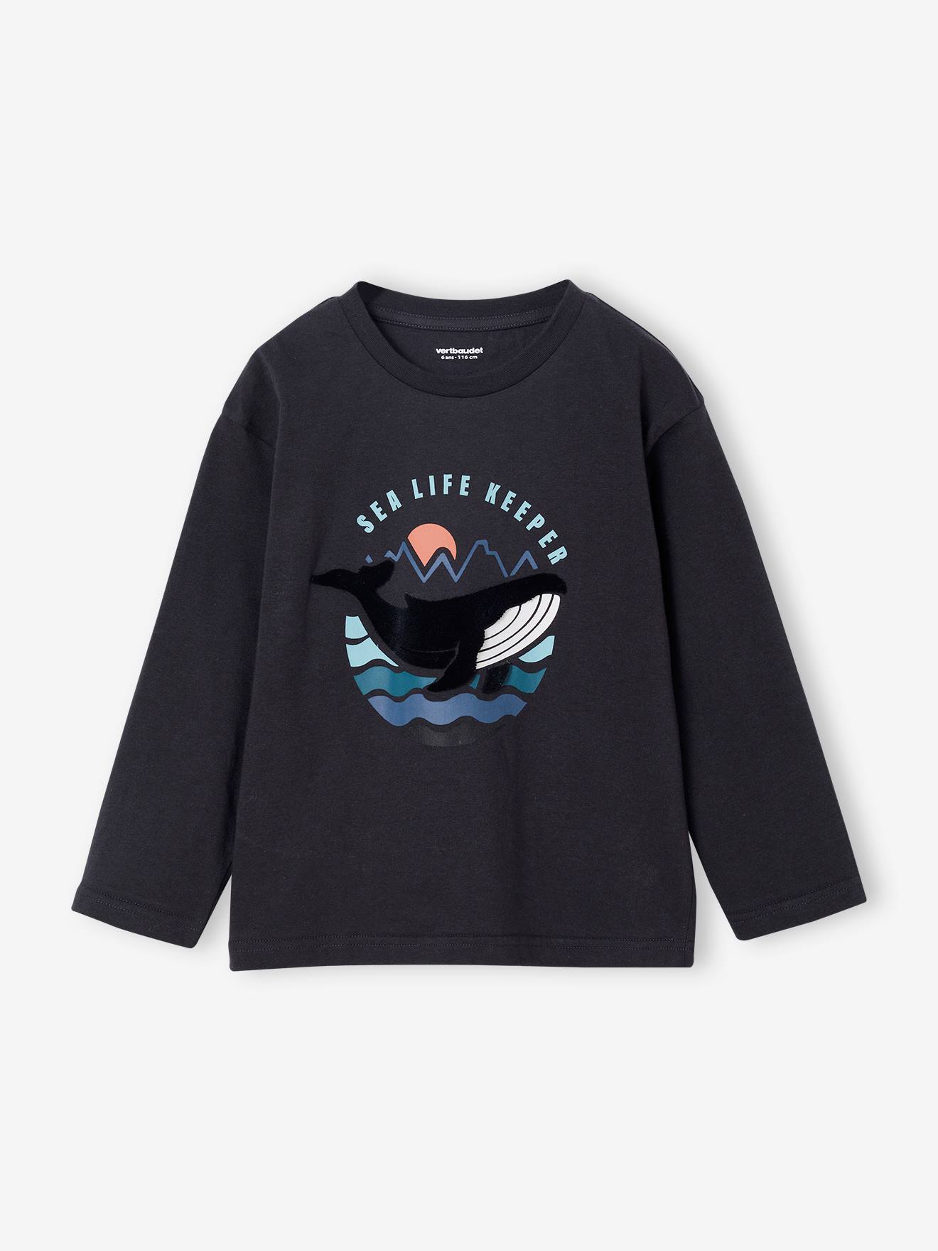 T-shirt garçon imprimé devant anthracite