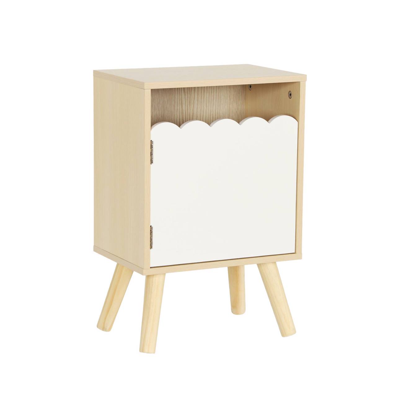Table De Chevet Enfant Décor Bois 1 Porte Azur Blanc
