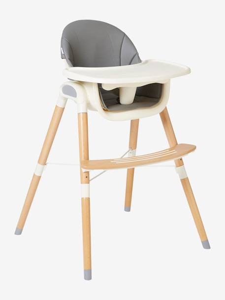 Vertbaudet - Chaise haute évolutive 2 hauteurs High & Low gris/bois
