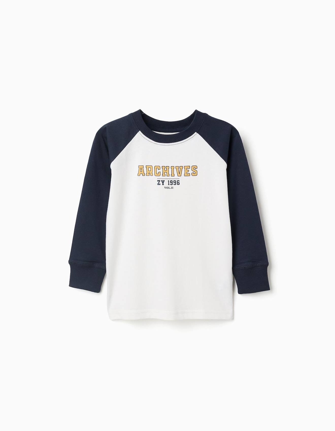 T-shirt À Manches Longues En Coton Bleu Foncé