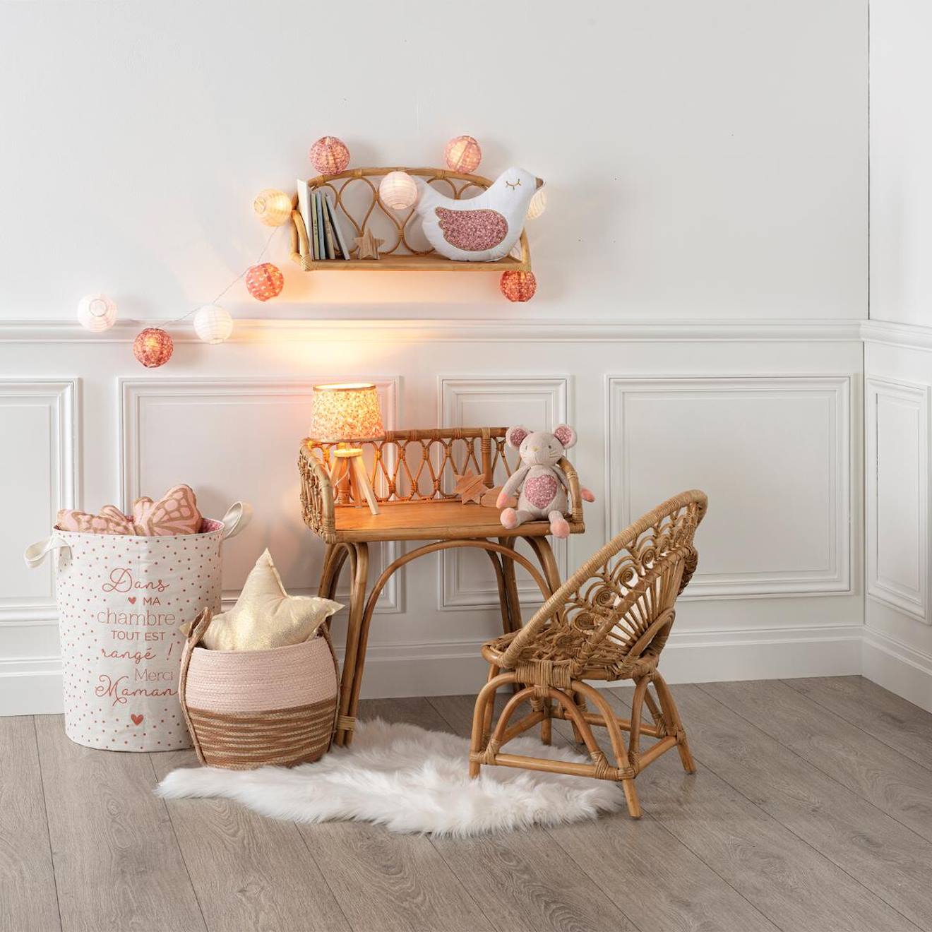 Étagère Murale En Rotin - Colette Beige Moyen