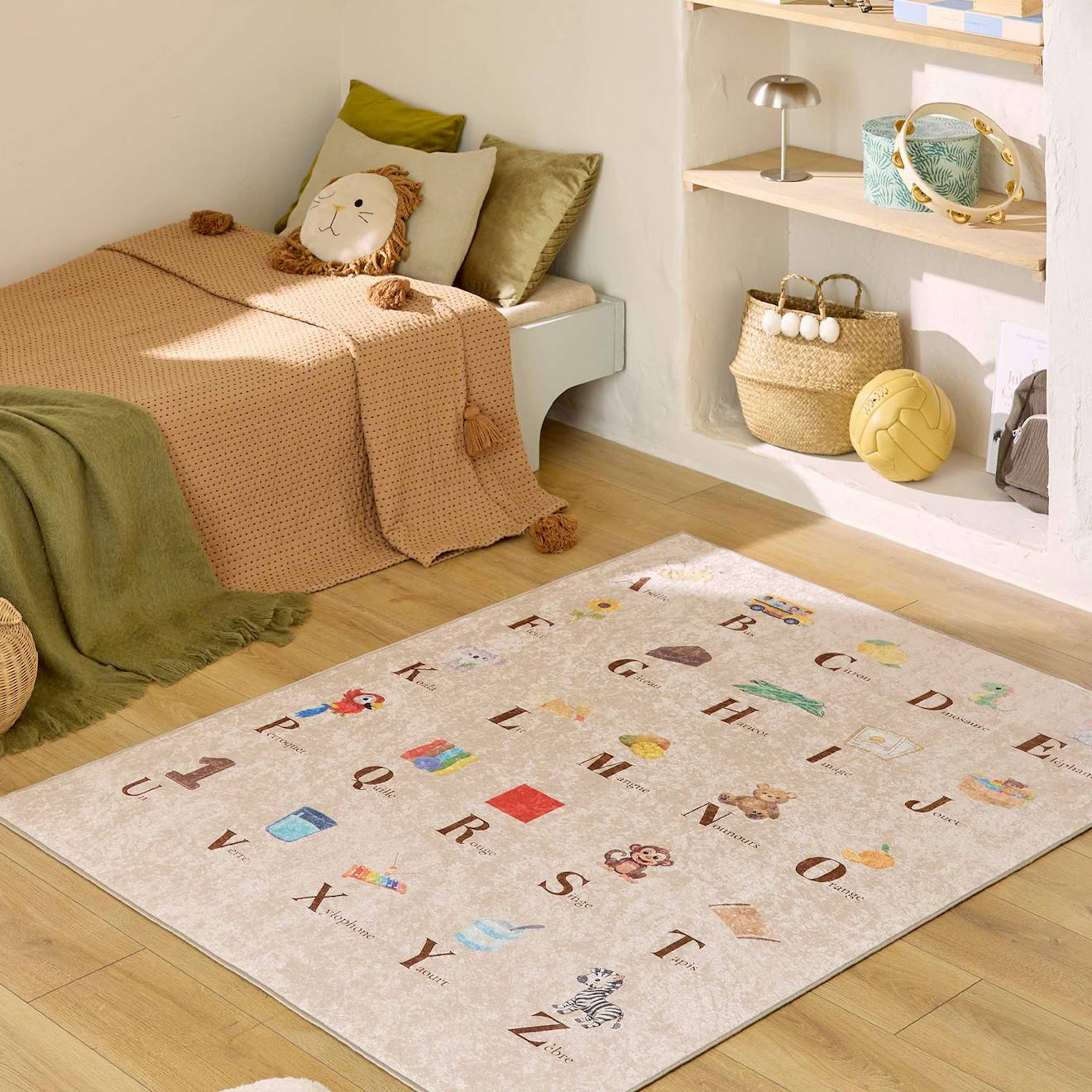 Tapis Éducatif Intérieur Enfant Beige Abécédaire Scoty Beige