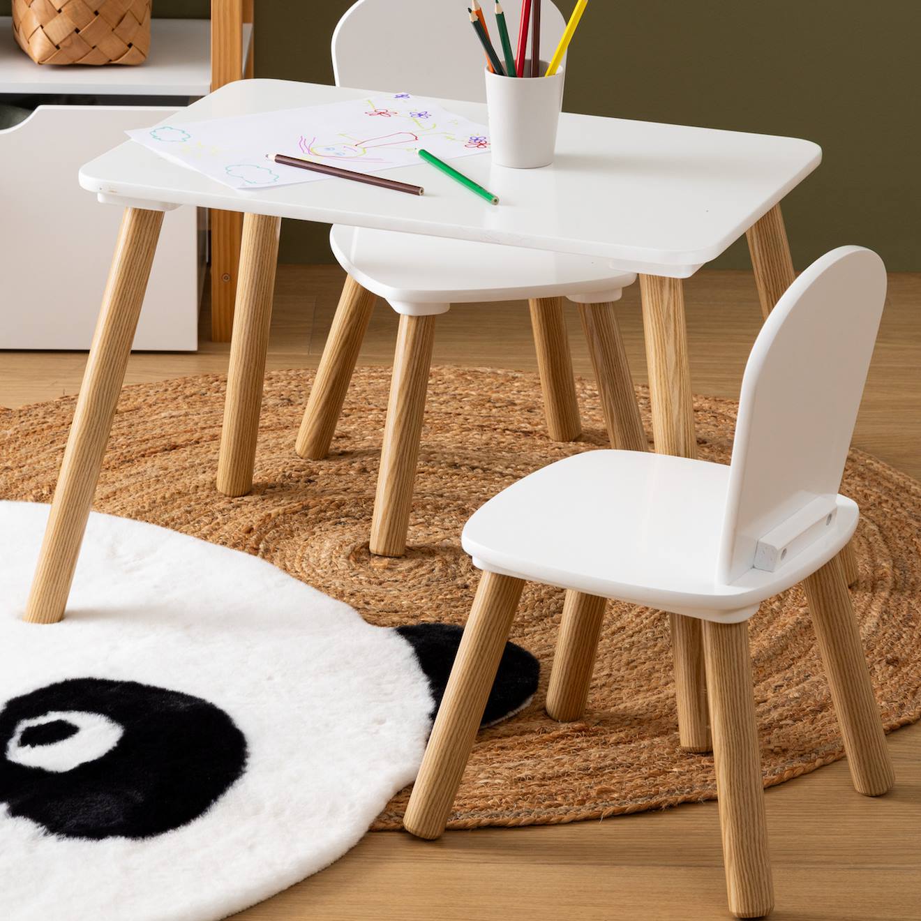 Ensemble+Table+Et+2+Chaises+Enfant+-+Alex+Blanc