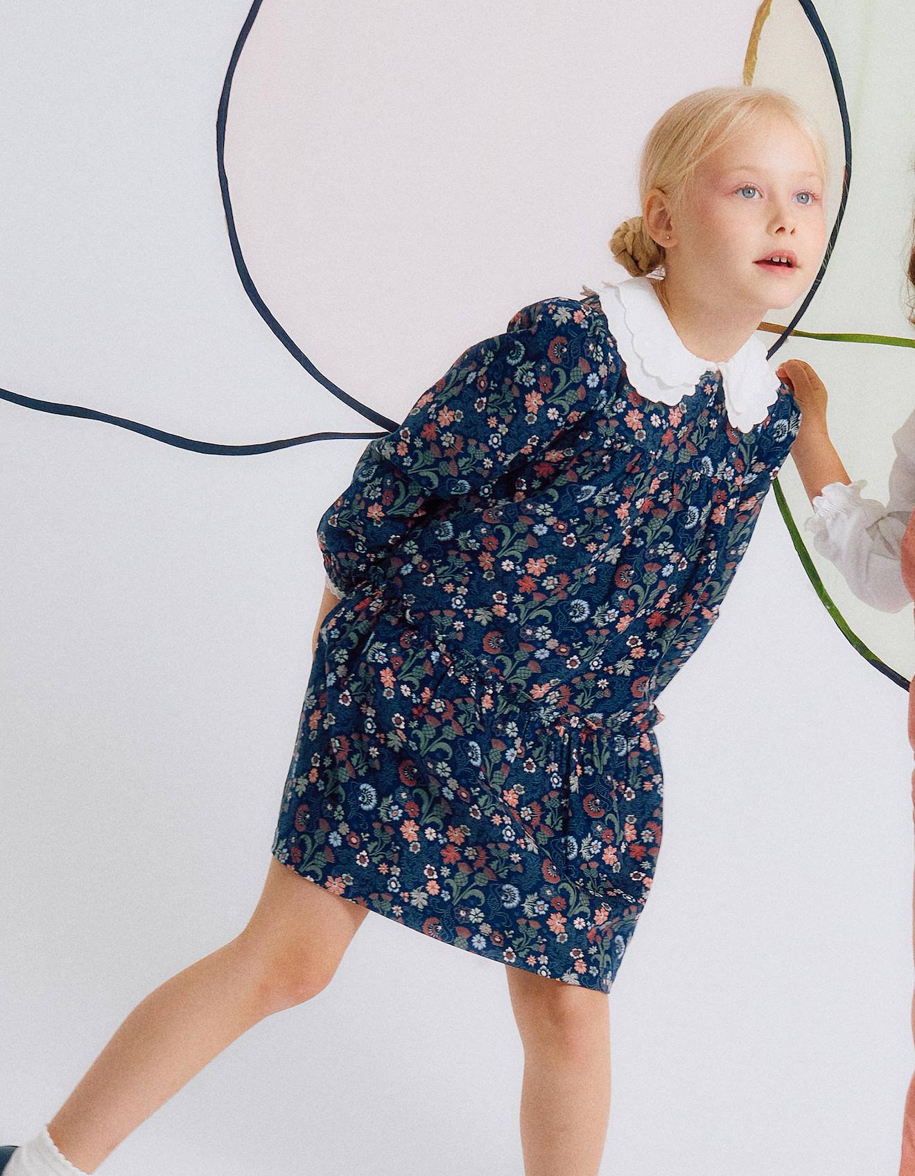 Robe En Coton À Fleurs En Velours Côtelé Brothers & Sisters Brothers & Sisters Bleu Foncé