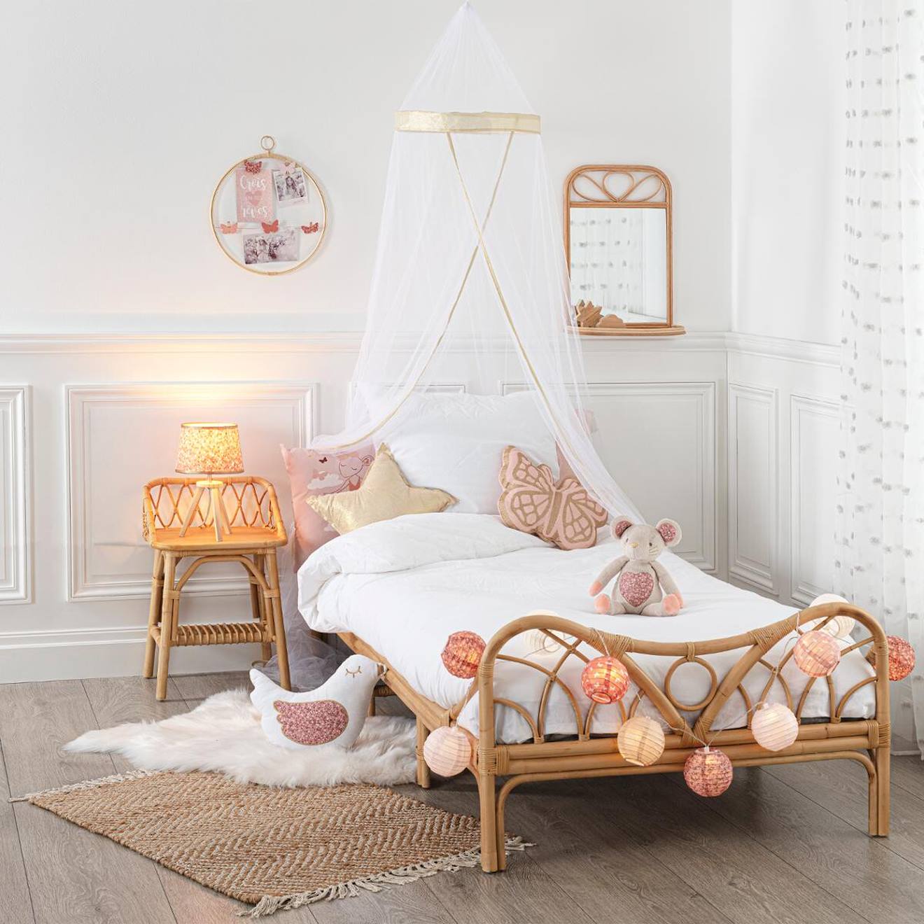 Table De Chevet Enfant En Rotin - Colette Beige