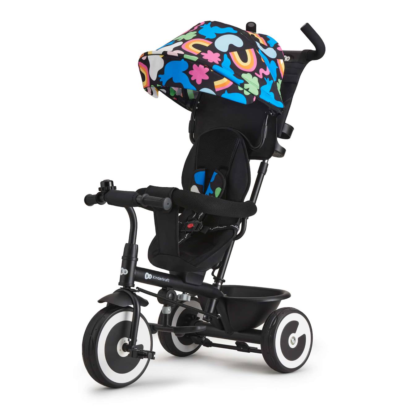 Tricycle evolutif poussette avec pare soleil multicolore