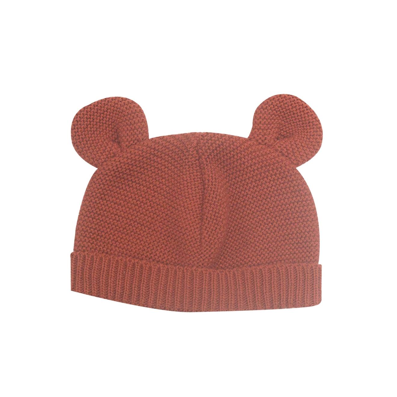 Bonnet En Maille Avec Des Petites Oreilles Terracotta