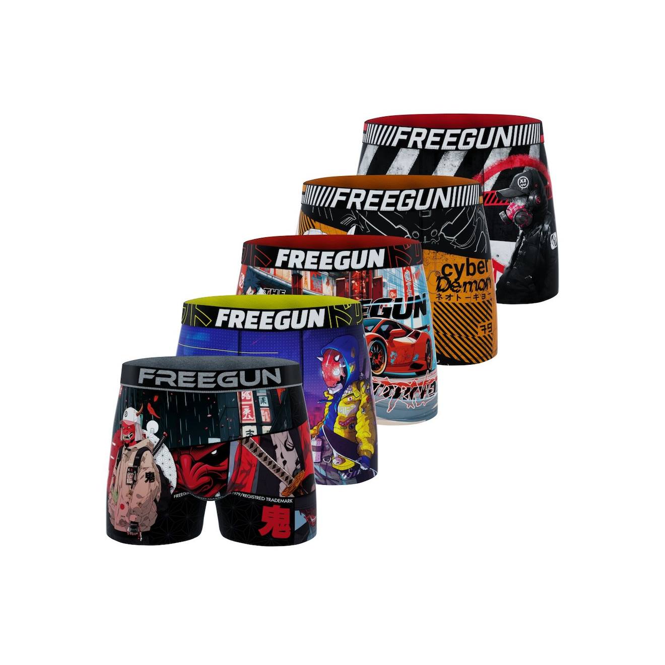 Lot De 5 Boxers Street Ninja Violet/rouge/blanc/noir