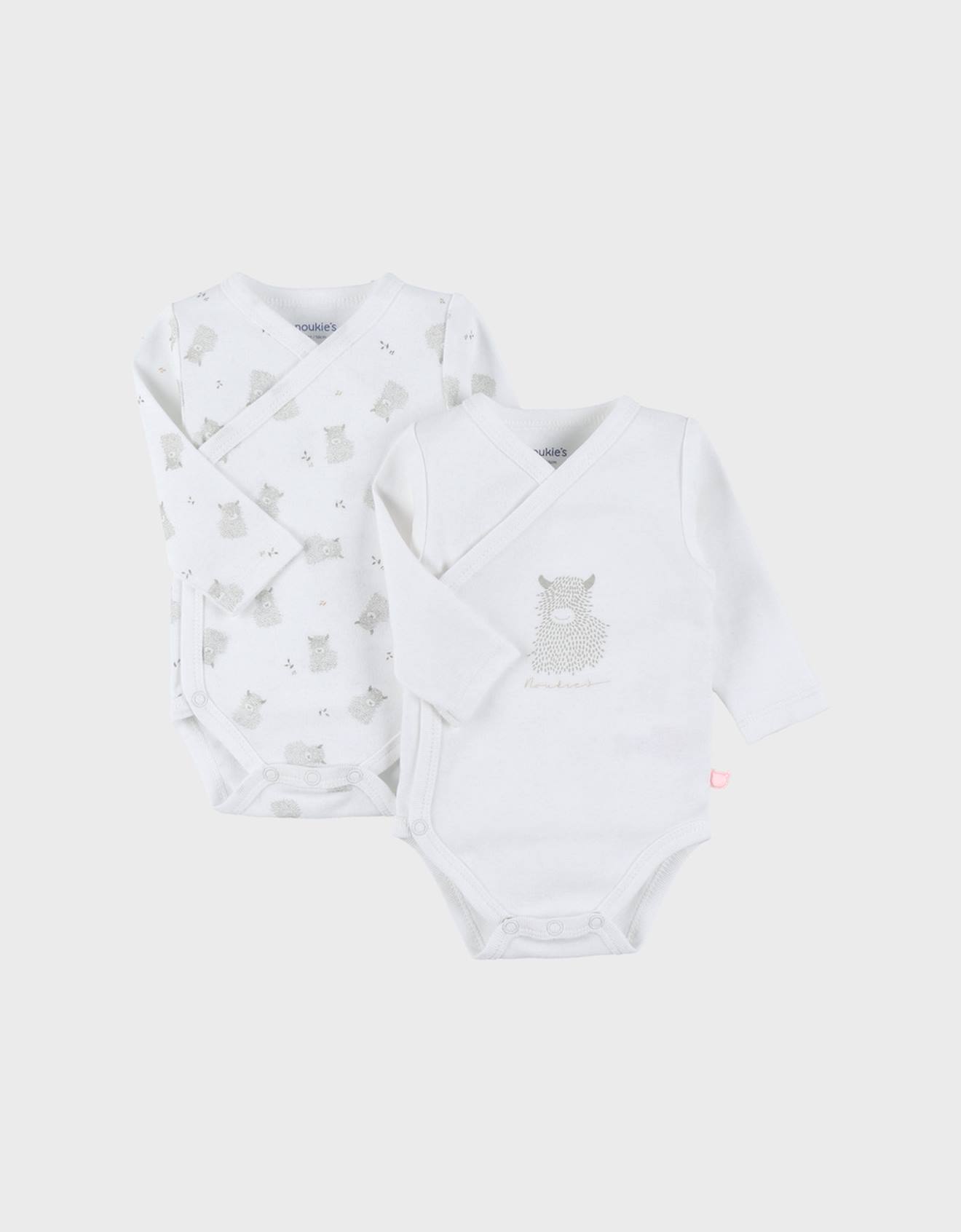 Lot De 2 Bodies Croisés En Jersey Coton Bio Blanc