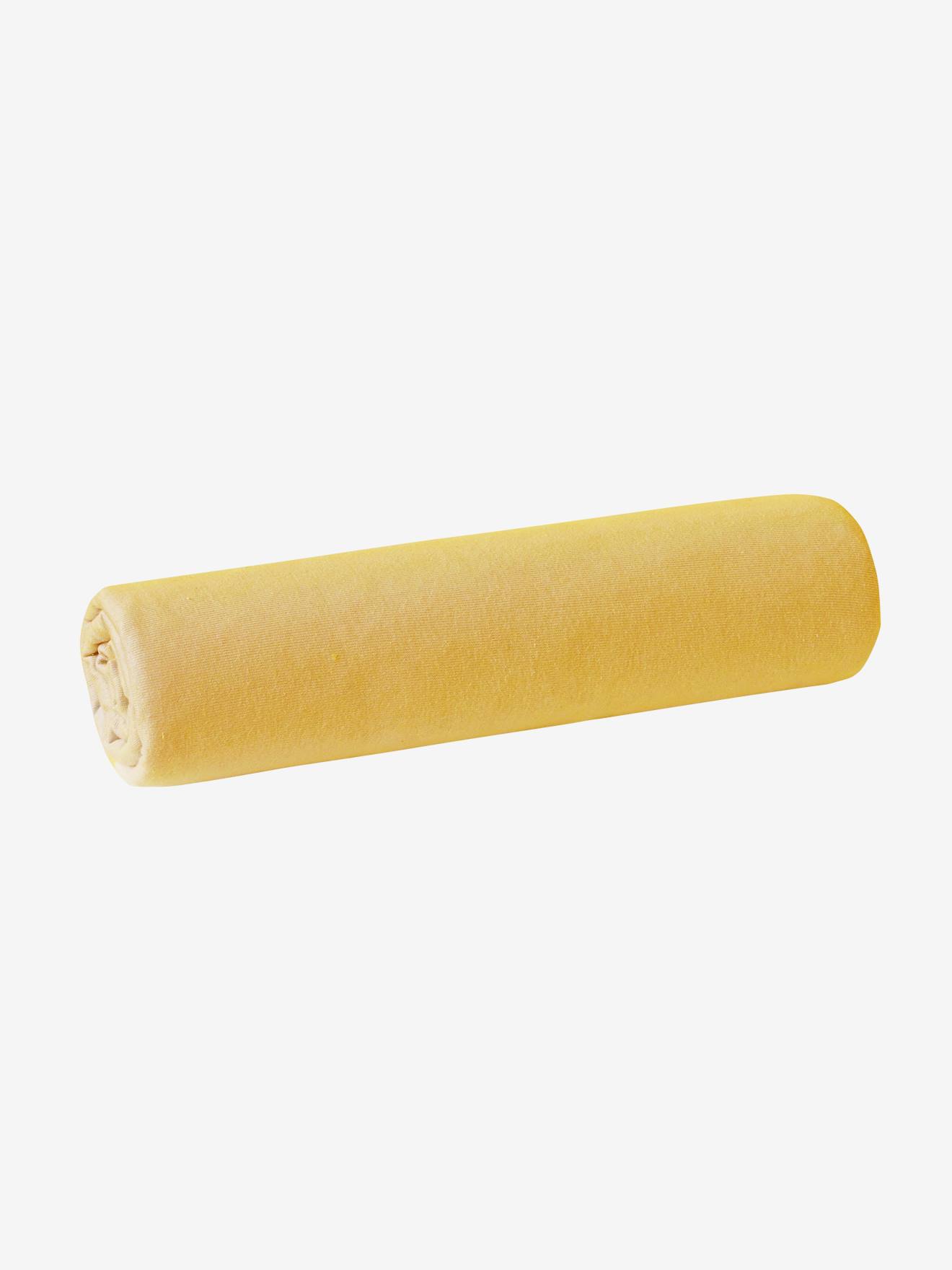 Lot de 2 draps-housses bébé en jersey extensible jaune curry (Vertbaudet) - Image 1