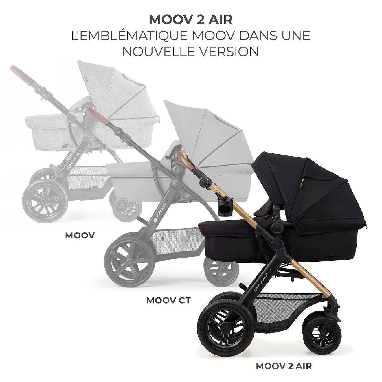 Poussette 4en1 De La Naissance À 3 Ans, Moov 2 Noir