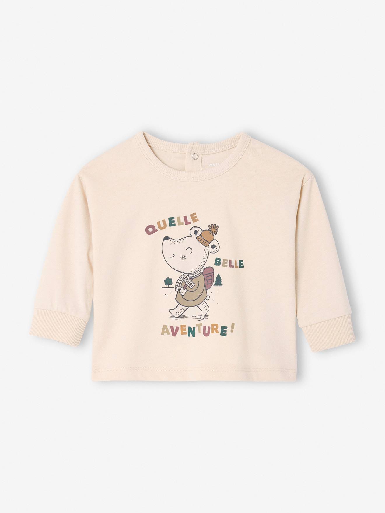T-shirt bébé manches longues imprimé souris vanille