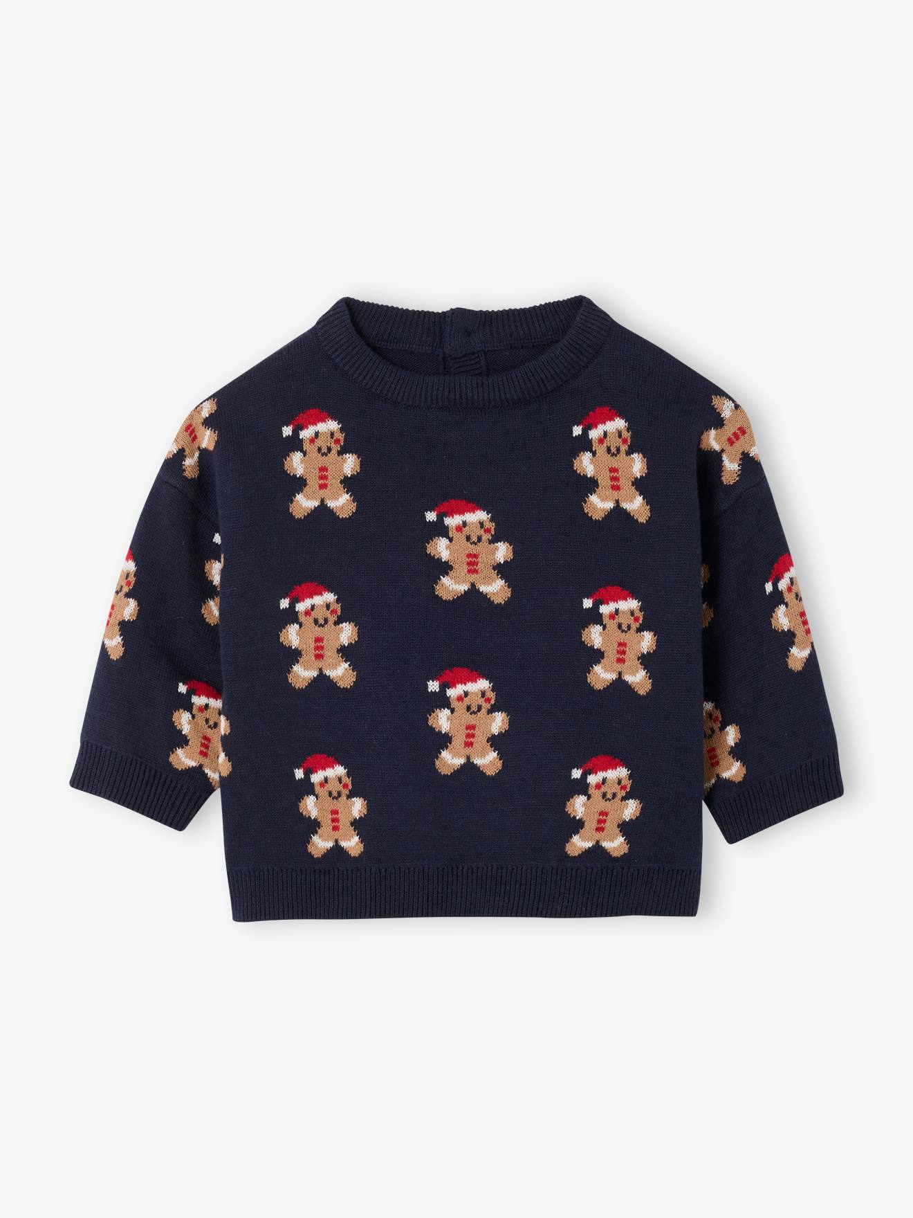 Pull bébé garçon noël jacquard marine