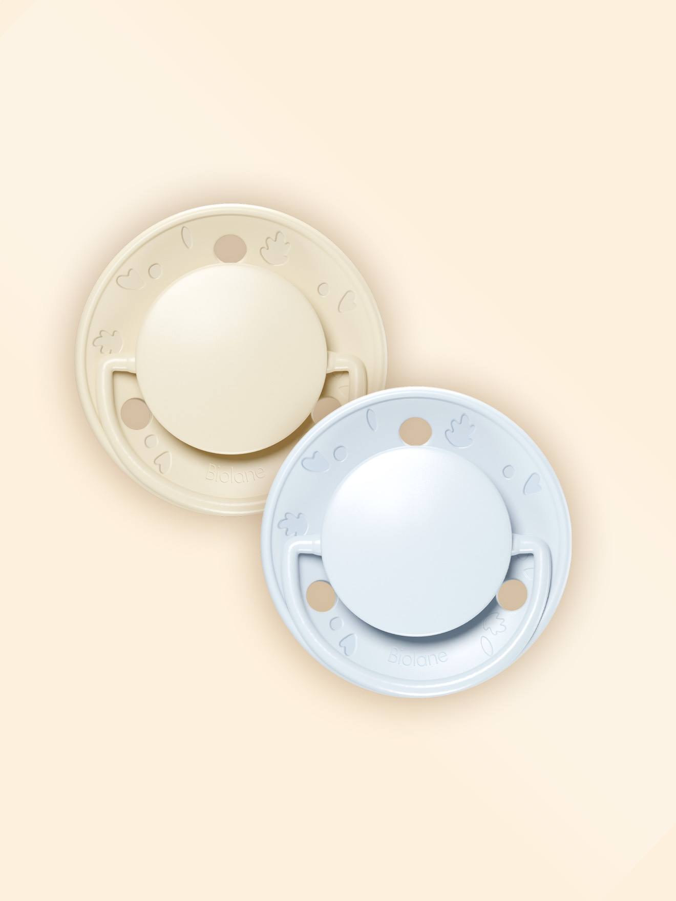 Sucette Ronde - 0-6 Mois - Lot De 2 Bleu + Beige
