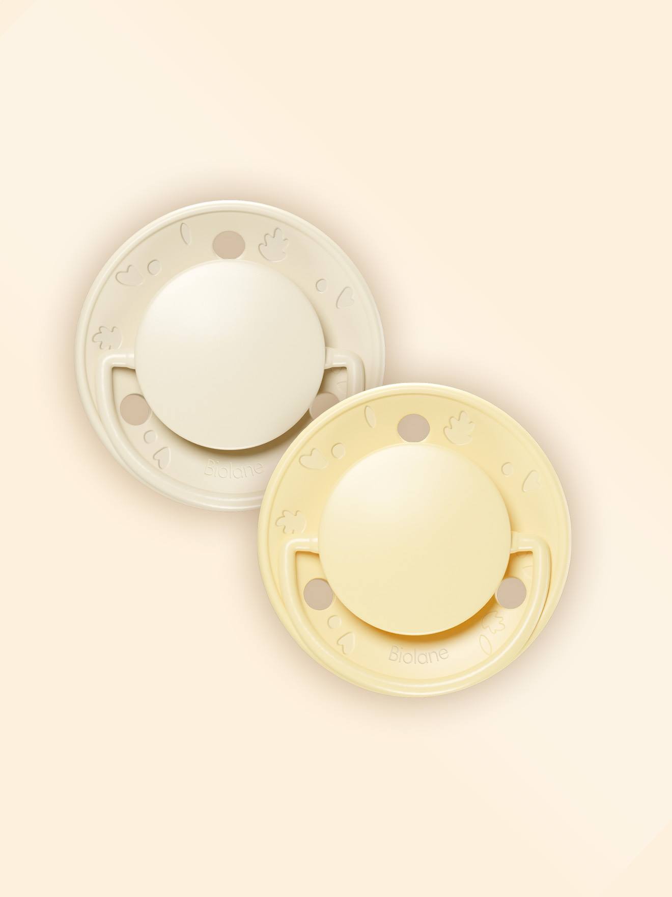 Sucette Ronde - 0-6 Mois - Lot De 2 Jaune + Beige