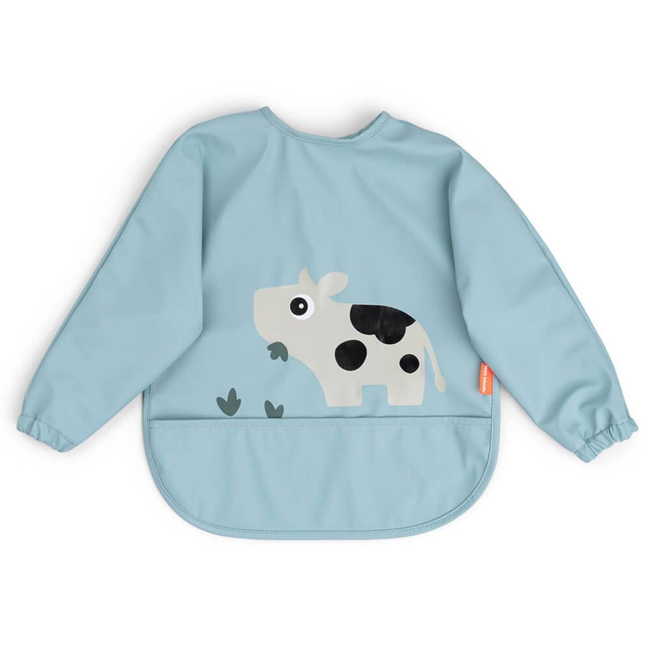 Bavoir À Manches Avec Poche Tiny Farm Bleu Bleu